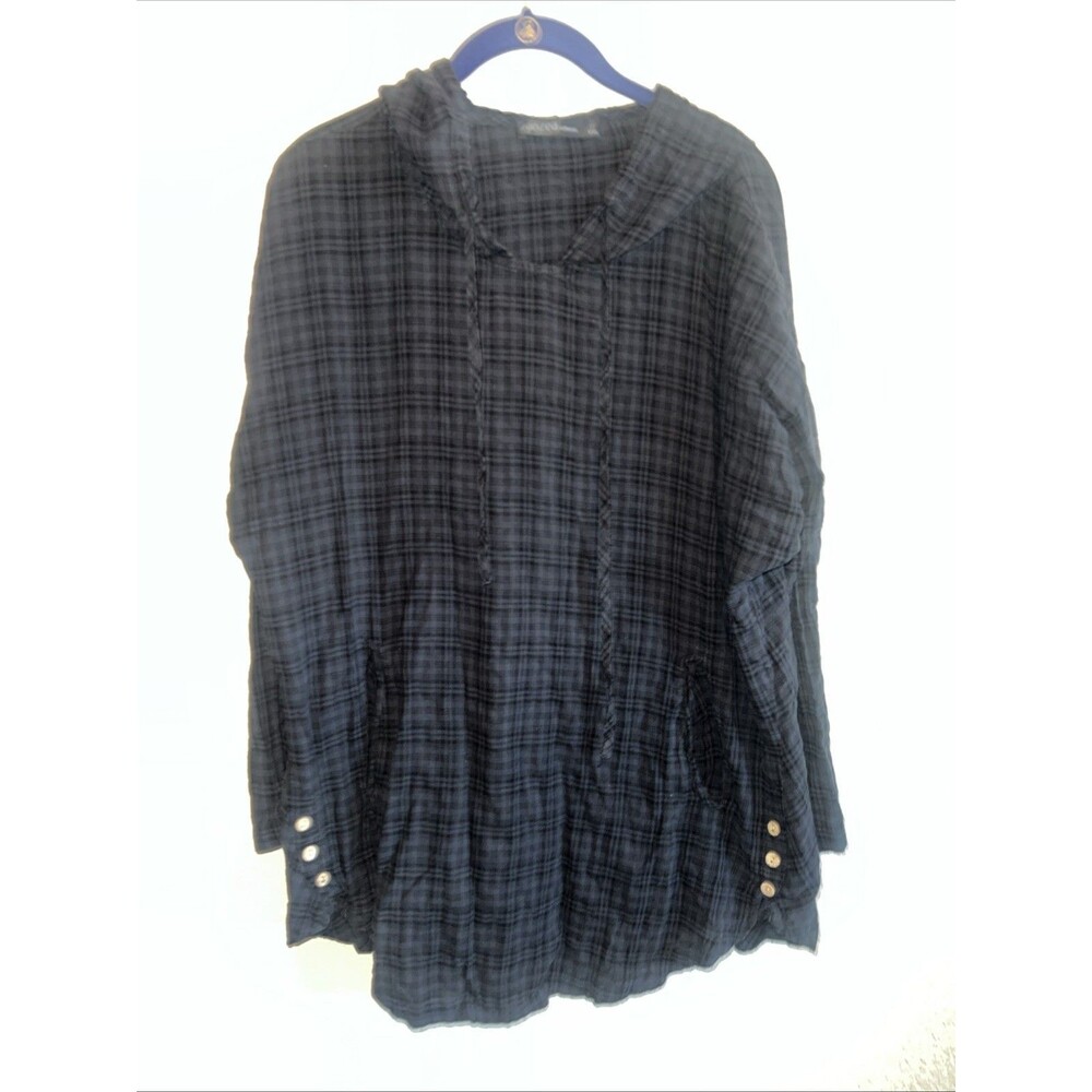 Plaid Long Sleeve Shirt Hoodie Lagen Cottage XXL Women Hoho Hippie Lightweight